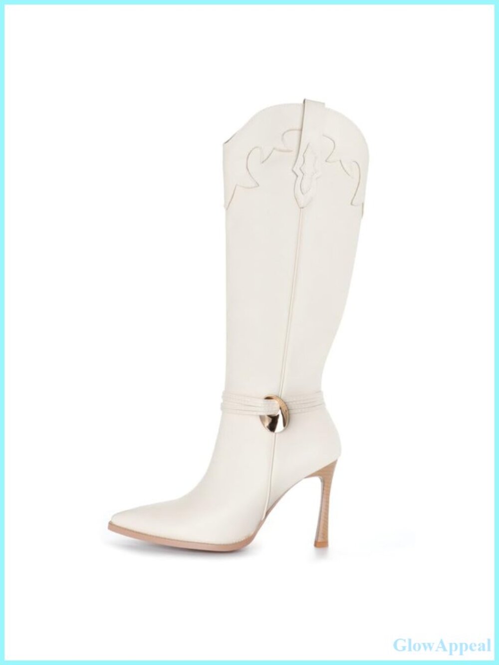 Western Cowboy Knee High Stiletto Boots Pointed Toe Faux Leather
